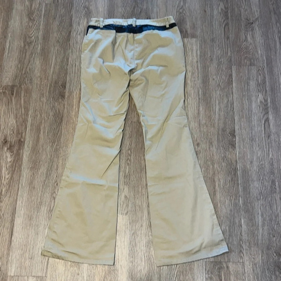 Michael Kors Tan Faux Leather Pockets Gold Hardware Mid Rise Bootcut Pants 8 - Picture 7 of 9